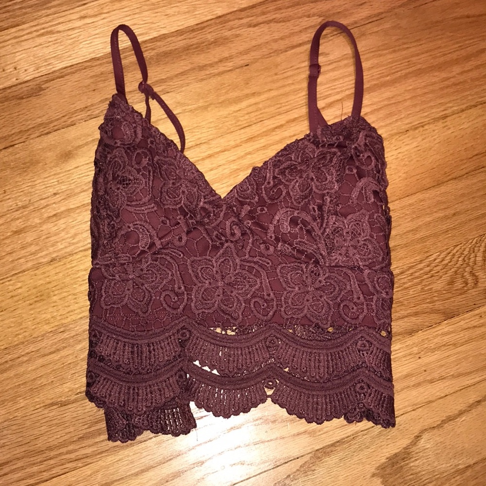 Maroon Laced Cropped Tank
